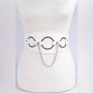 Plus Size Vegan Leather Chain Waist Statement Belt